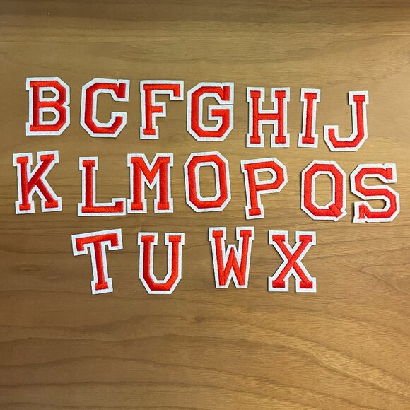 Iron On Patches 18 PCS Red & White Alphabet (SKU: 64MI) - Picture 1 of 2